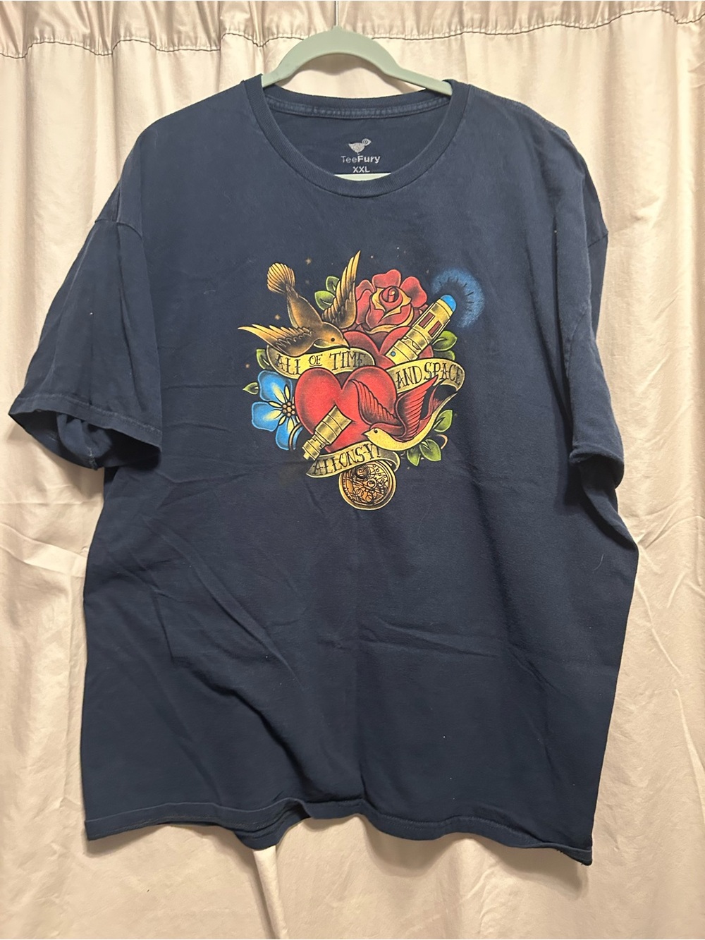 TeeFury Navy Short-Sleeve Graphic Tee with Heart Tattoo Motif - Men's XXL